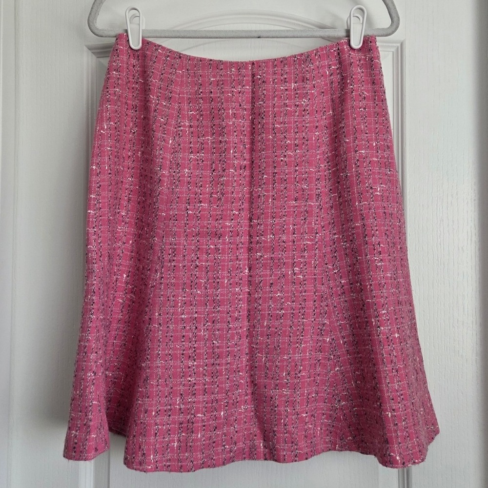 Rafaella Vintage Wool Blend Tweed Pink Plaid‎ Skirt Sz 8 Preppy Classic Office